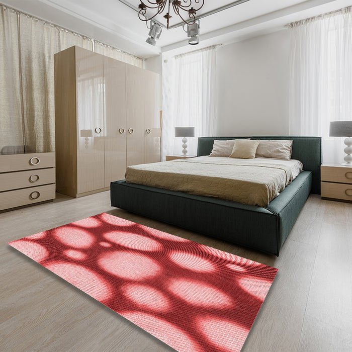 Patterned Light Coral Pink Rug in a Bedroom, pat2964rd