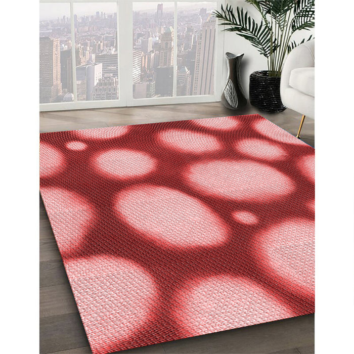Patterned Light Coral Pink Rug in Family Room, pat2964rd