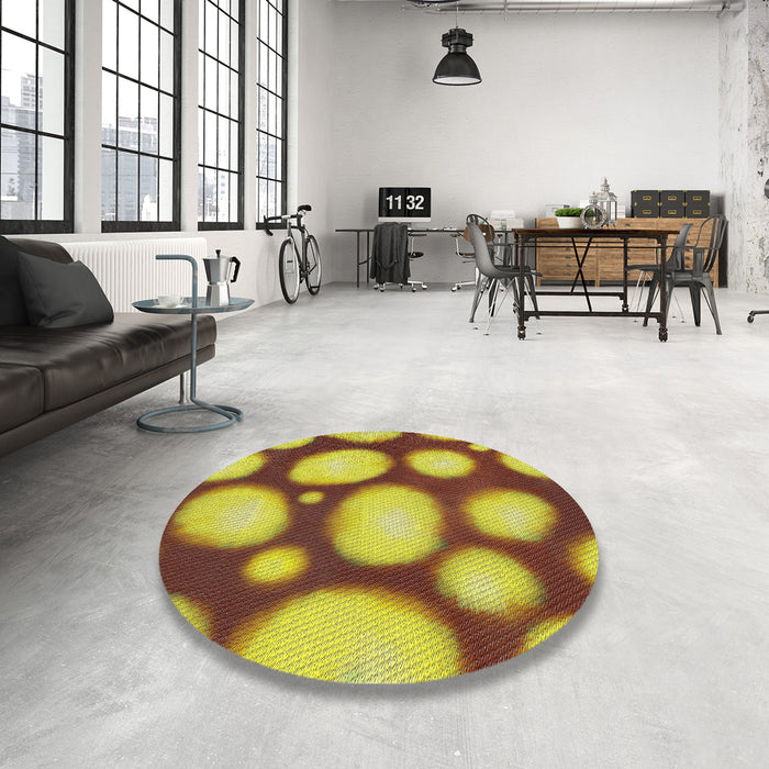 Round Patterned Saddle Brown Novelty Rug in a Office, pat2964