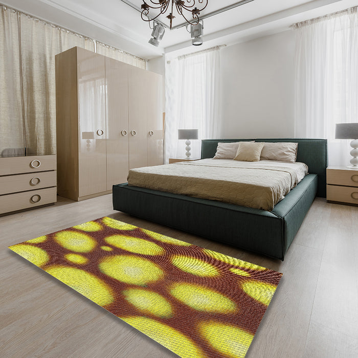 Patterned Saddle Brown Novelty Rug in a Bedroom, pat2964