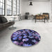 Round Patterned Night Blue Rug in a Office, pat2965blu