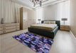 Patterned Night Blue Rug in a Bedroom, pat2965blu