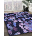 Patterned Night Blue Rug in Family Room, pat2965blu