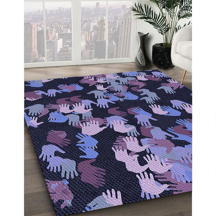 Machine Washable Transitional Night Blue Rug in a Family Room, wshpat2965blu