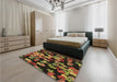 Patterned Red Rug in a Bedroom, pat2965brn