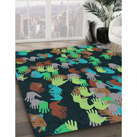 Patterned Charcoal Black Rug, pat2965lblu