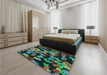 Patterned Charcoal Black Rug in a Bedroom, pat2965lblu