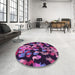 Round Patterned Plum Velvet Purple Rug in a Office, pat2965pur