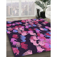 Patterned Plum Velvet Purple Rug, pat2965pur