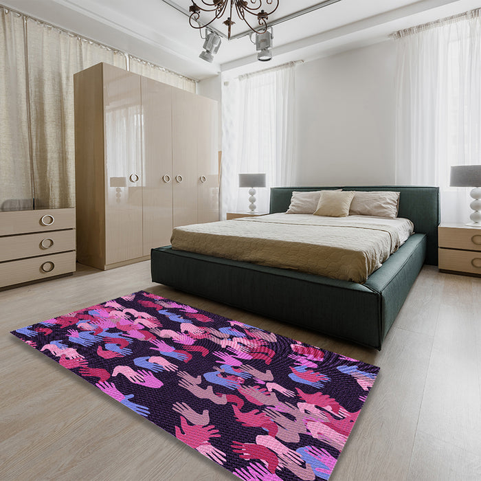 Patterned Plum Velvet Purple Rug in a Bedroom, pat2965pur