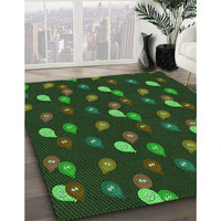 Patterned Dark Forest Green Rug, pat2966grn