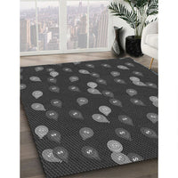 Patterned Charcoal Black Rug, pat2966gry