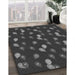 Patterned Charcoal Black Rug in Family Room, pat2966gry