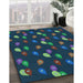 Patterned Dark Cyan Green Rug in Family Room, pat2966lblu