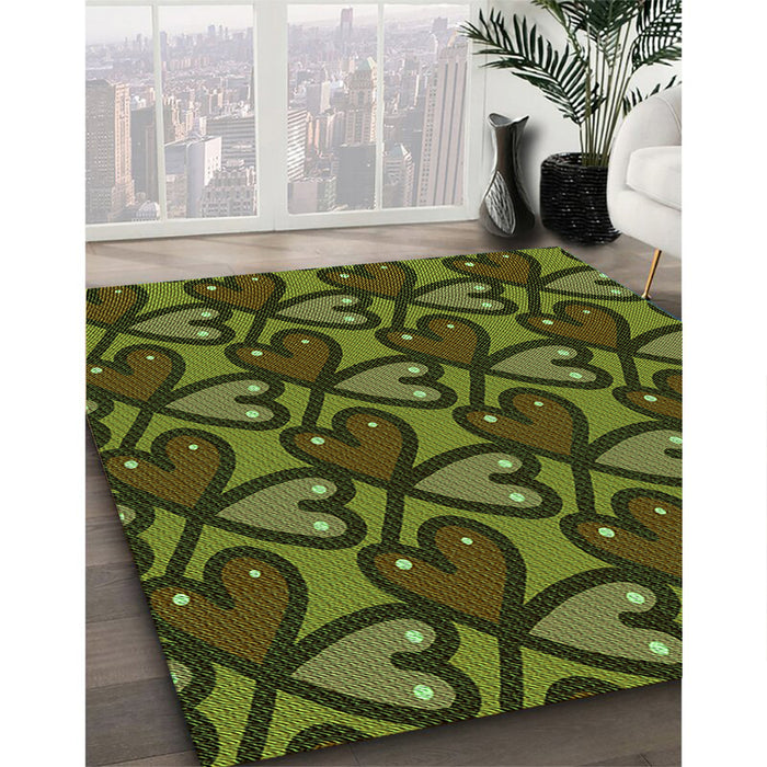 Machine Washable Transitional Chocolate Brown Rug in a Family Room, wshpat2968grn