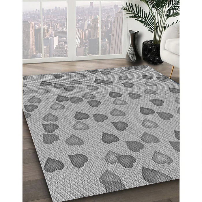 Patterned Cloud Gray Rug in Family Room, pat2969gry