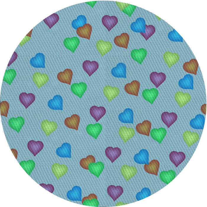 Square Patterned Medium Turquoise Green Rug, pat2969lblu