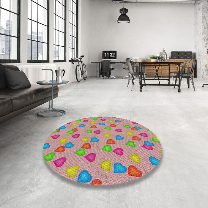 Round Patterned Tan Brown Novelty Rug in a Office, pat2969