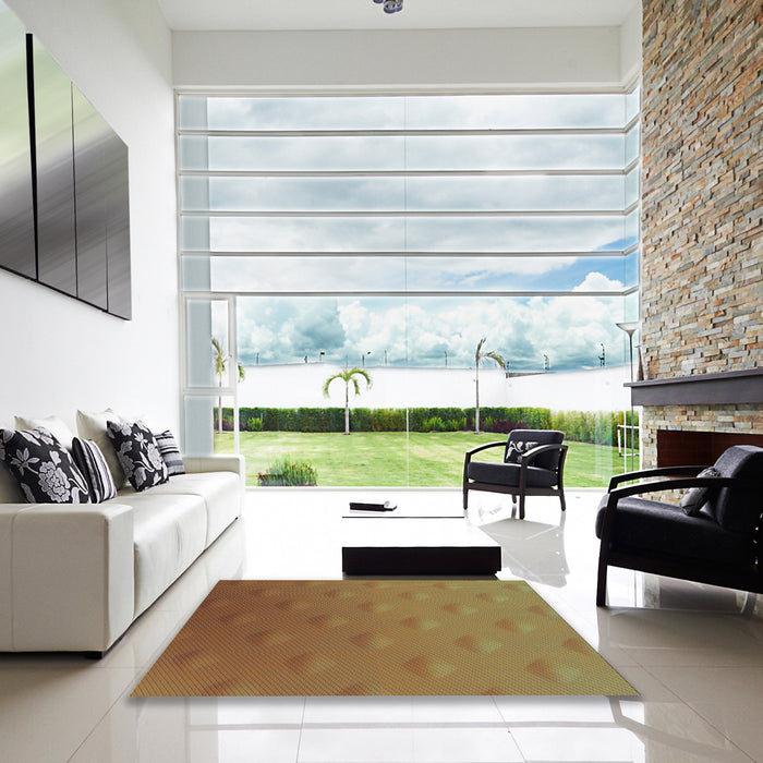 Square Patterned Mahogany Brown Rug in a Living Room, pat297lblu