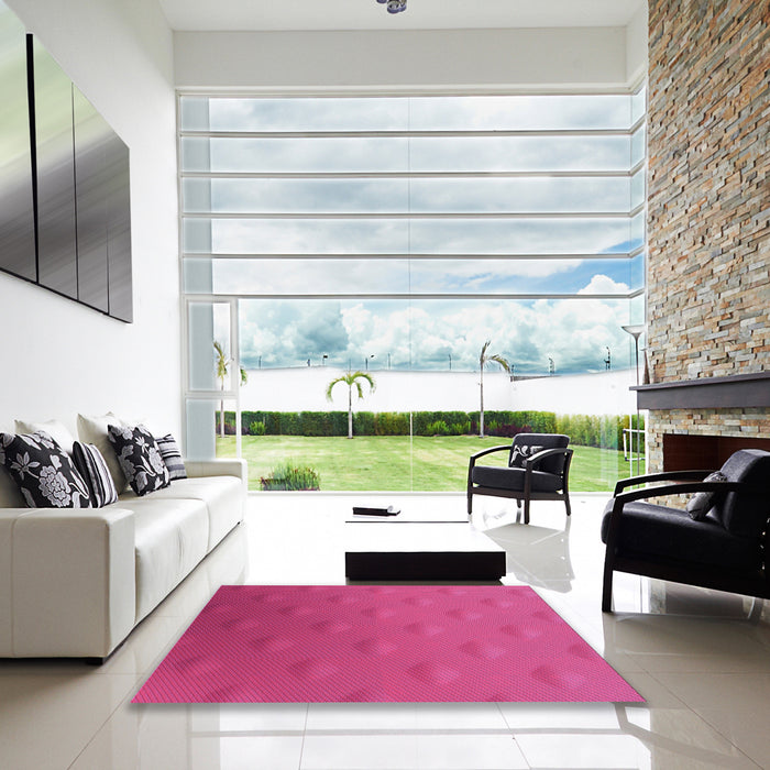 Square Patterned Neon Pink Rug in a Living Room, pat297pur