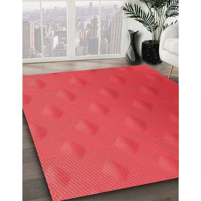 Patterned Red Rug in Family Room, pat297rd