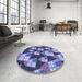 Round Patterned Purple Mimosa Purple Rug in a Office, pat2970blu