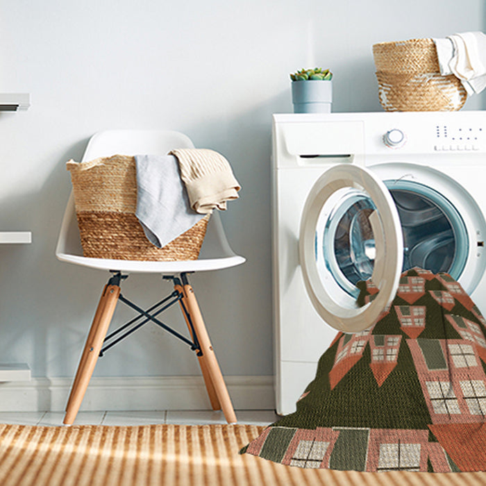 Machine Washable Transitional Dark Bronze Brown Rug in a Washing Machine, wshpat2970brn