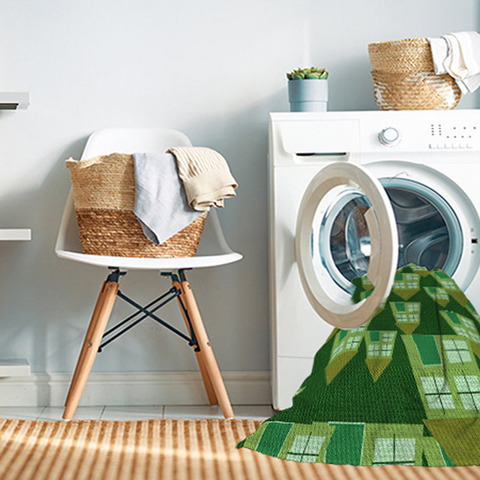 Machine Washable Transitional Green Rug in a Washing Machine, wshpat2970grn