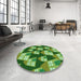 Round Patterned Green Rug in a Office, pat2970grn