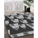 Patterned Cloud Gray Rug in Family Room, pat2970gry