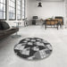 Round Patterned Cloud Gray Rug in a Office, pat2970gry