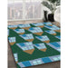 Machine Washable Transitional Deep-Sea Green Rug in a Family Room, wshpat2970lblu