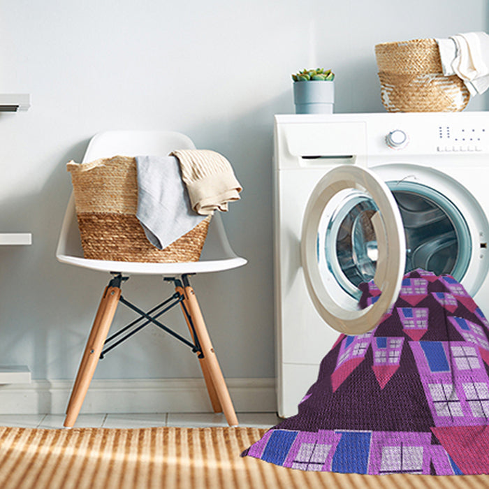 Machine Washable Transitional Dark Magenta Purple Rug in a Washing Machine, wshpat2970pur