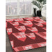 Machine Washable Transitional Red Rug in a Family Room, wshpat2970rd