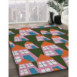 Patterned Dark Gray Novelty Rug in Family Room, pat2970