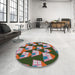 Round Patterned Dark Gray Novelty Rug in a Office, pat2970