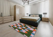 Patterned Dark Gray Novelty Rug in a Bedroom, pat2970