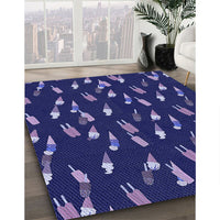 Patterned Denim Dark Blue Rug, pat2971blu