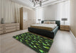 Patterned Midnight Gray Rug in a Bedroom, pat2971grn