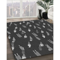 Patterned Charcoal Black Rug, pat2971gry