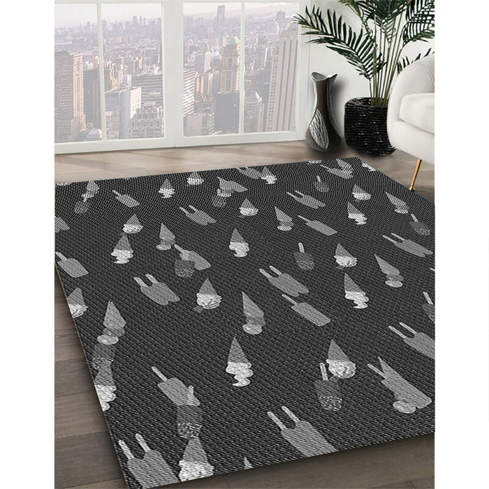 Patterned Charcoal Black Rug in Family Room, pat2971gry