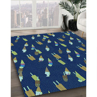 Patterned Steel Blue Rug, pat2971lblu