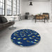 Round Patterned Steel Blue Rug in a Office, pat2971lblu