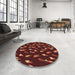 Round Patterned Red Rug in a Office, pat2971org