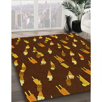 Patterned Dark Bisque Brown Rug, pat2971yw