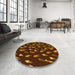 Round Patterned Dark Bisque Brown Rug in a Office, pat2971yw