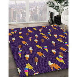 Patterned Mauve Taupe Purple Novelty Rug in Family Room, pat2971