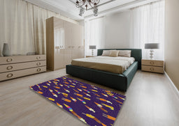 Patterned Mauve Taupe Purple Novelty Rug in a Bedroom, pat2971