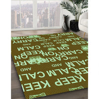 Patterned Dark Bronze Brown Rug, pat2972grn