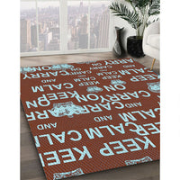 Patterned Tomato Red Rug, pat2972lblu